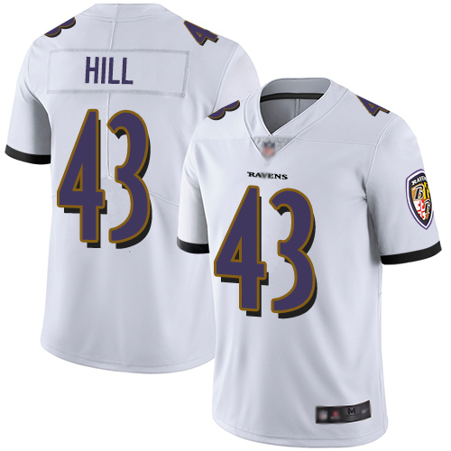 Baltimore Ravens Limited White Men Justice Hill Road Jersey NFL Football #43 Vapor Untouchable->women nfl jersey->Women Jersey